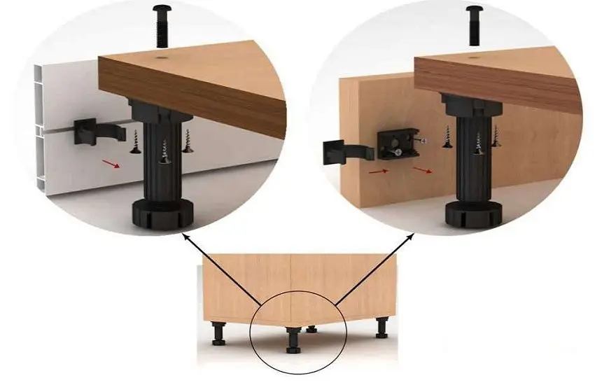 Назначение и виды опор для кухонной мебели