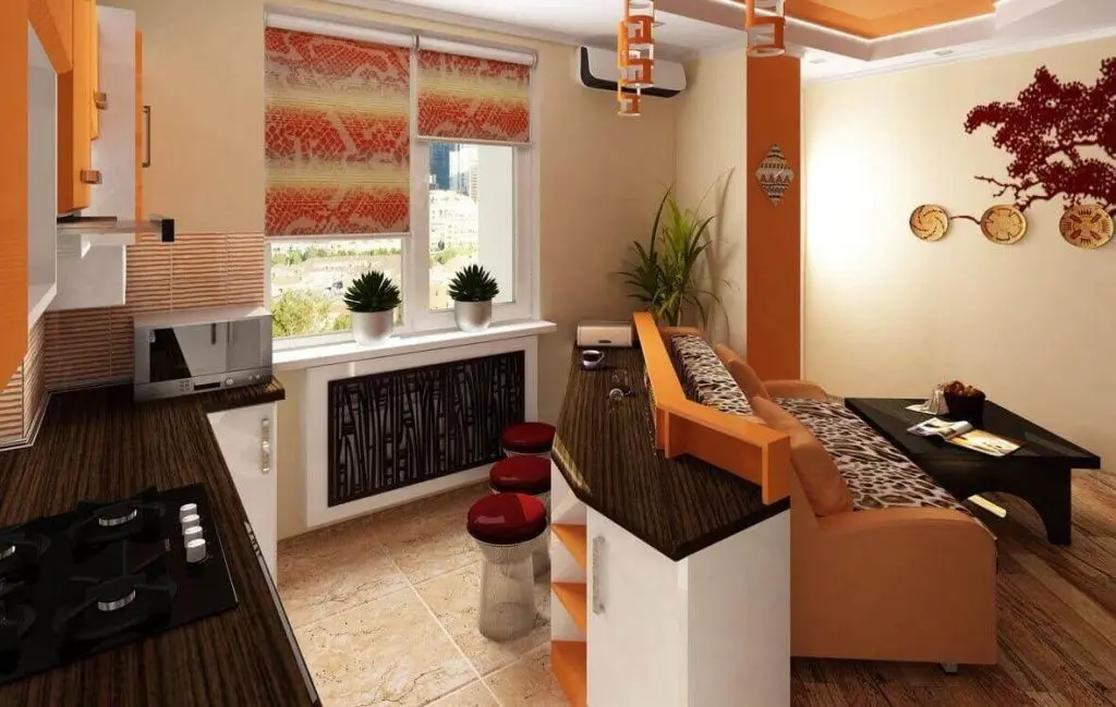 Африканский стиль кухни со столешницами венге