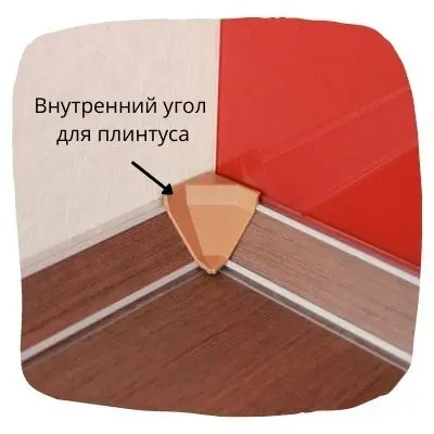 Внутренний уголок плинтуса на столешницу
