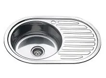 МОЙКА ВРЕЗНАЯ 770*500*0,6-160,3.5" ОВАЛ МАТОВАЯ+СИФОН К фото анонс товара