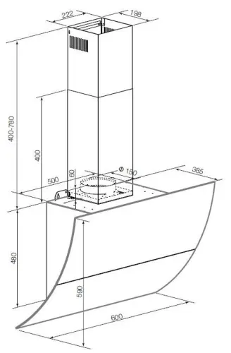 Настенная вытяжка Premium DH 60.3 GE детальная картинка фото 2