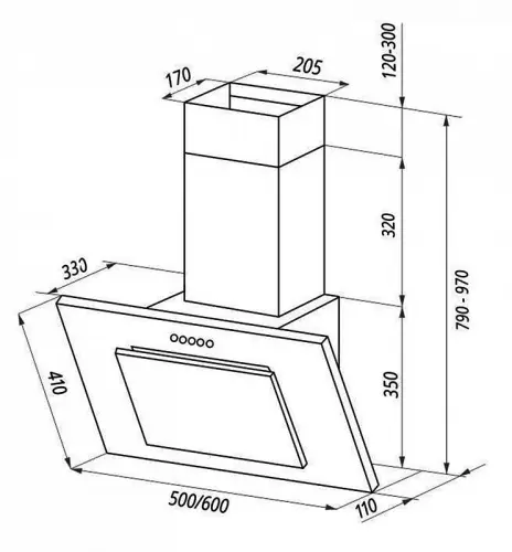 Наклонная вытяжка Monsher TEXNO 60 C детальная картинка фото 4
