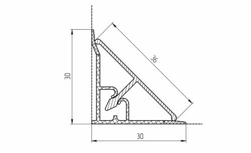 213 Плинтус треугольный алюминиевый гладкий 30*30*3050мм фото 2