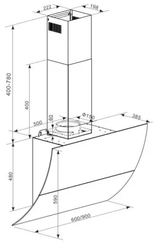 Настенная вытяжка Premium DH 90.3 GE детальная картинка фото 3