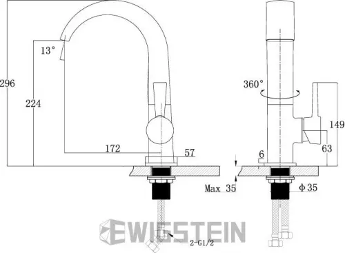Смеситель 2823500 Ewigstein детальная картинка фото 2