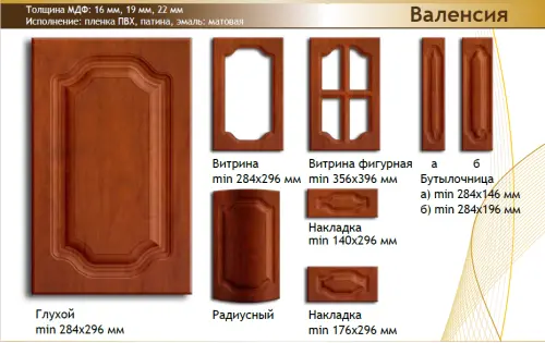 Фасад МДФ "Валенсия" покрытие Эмаль детальная картинка