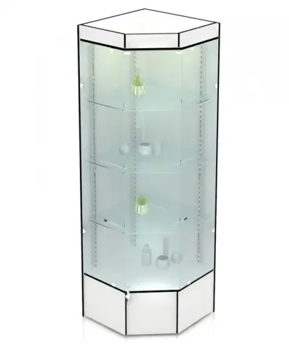 Витрина угловая стеклянная с подсветкой 2000х600х600мм