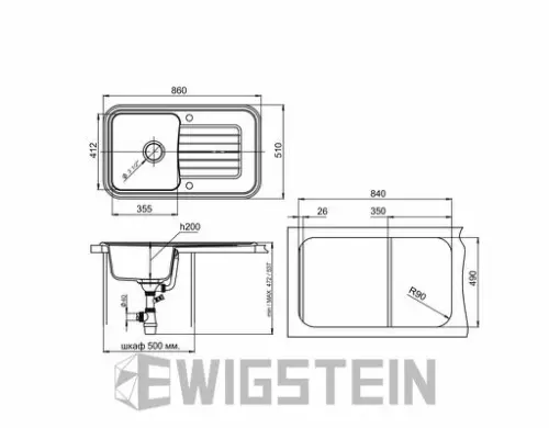 Мойка ANTIK 60F Ewigstein фото 2 Мойка ANTIK 60F Ewigstein детальная картинка фото 2
