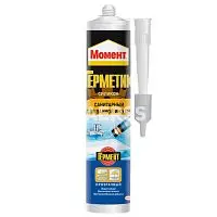 Герметик силиконовый санитарный МОМЕНТ прозрачный фото анонс товара