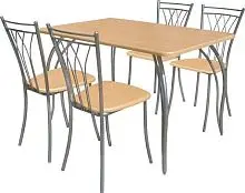 Комплект мебели для столовой: стол + 4 стула фото анонс товара