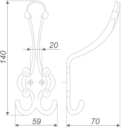 Мебельный крючок K303 детальная картинка фото 2