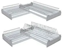 Сушилка для посуды угловая 2-х уровневая с поддоном Lotti (хром) фото анонс товара