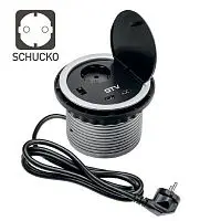 Удлинитель круглый врезной 1 розетка+1xUSB 5V 2A, с проводом 1,5м фото анонс товара