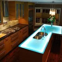 Столешницы из Стекла с подсветкой фото