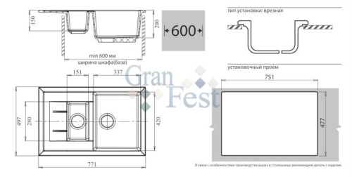 Мойка QUADRO GF-Q775KL GranFest детальная картинка фото 15